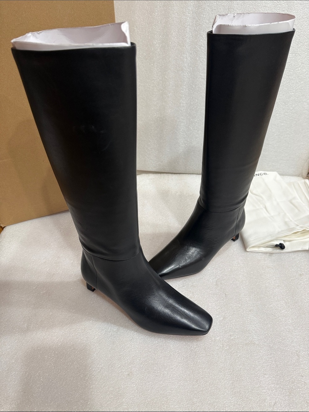 Vince Womens Harlan Tall Pull On Tall Leather Boots, Black, 6 M New